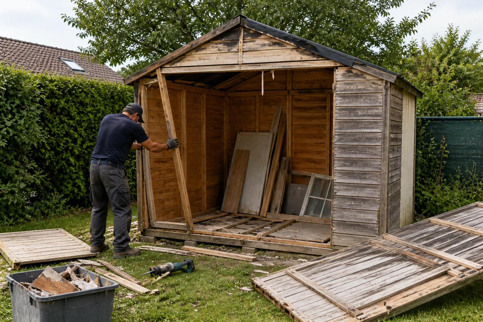 Démontage d'un abri de jardin