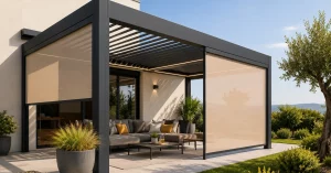 un store pour une pergola bioclimatique, un atout certain pour l'été