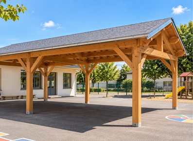 préau école ossature bois