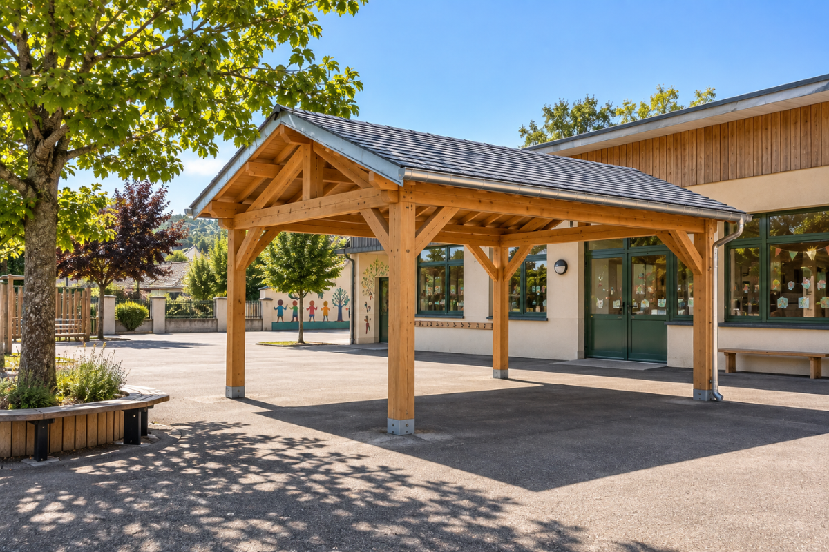 préau bois école primaire