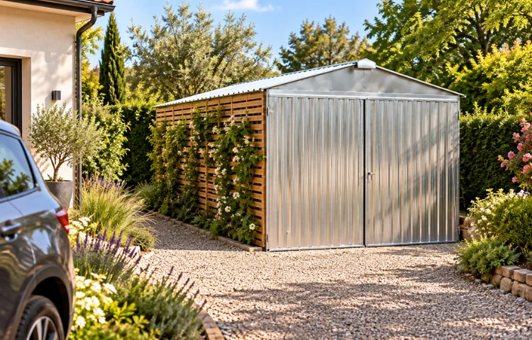 garage métallique avec bardages en bois
