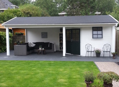 chalet de jardin bois avec terrasse