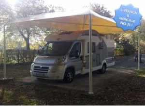 carport camping-car et caravane en métal et toile pvc
