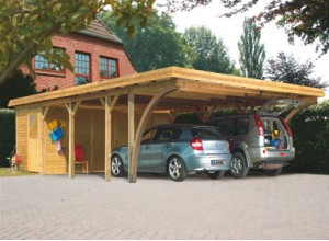 abri voiture en bois, auvent bois pour voiture