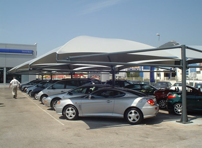 Carports toile pour concessionnaires ou location de véhicules