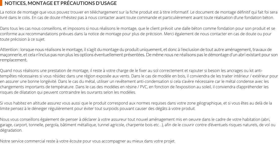 Notices d'utilisation